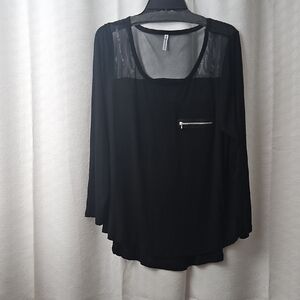 Splash Elegant Black Long Sleeve Top